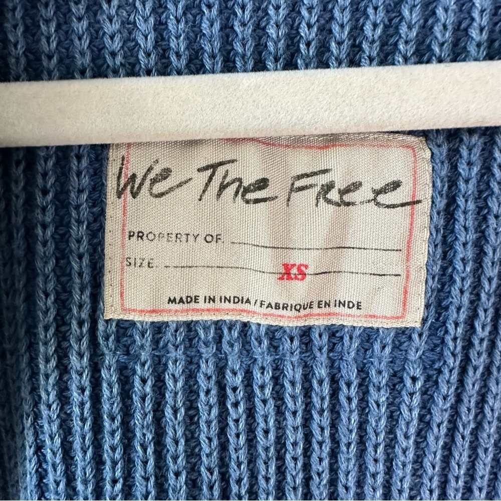 Free People Worn Thru Surplus Cardi Sparkling Blue SZ XS - Picture 4 of 7